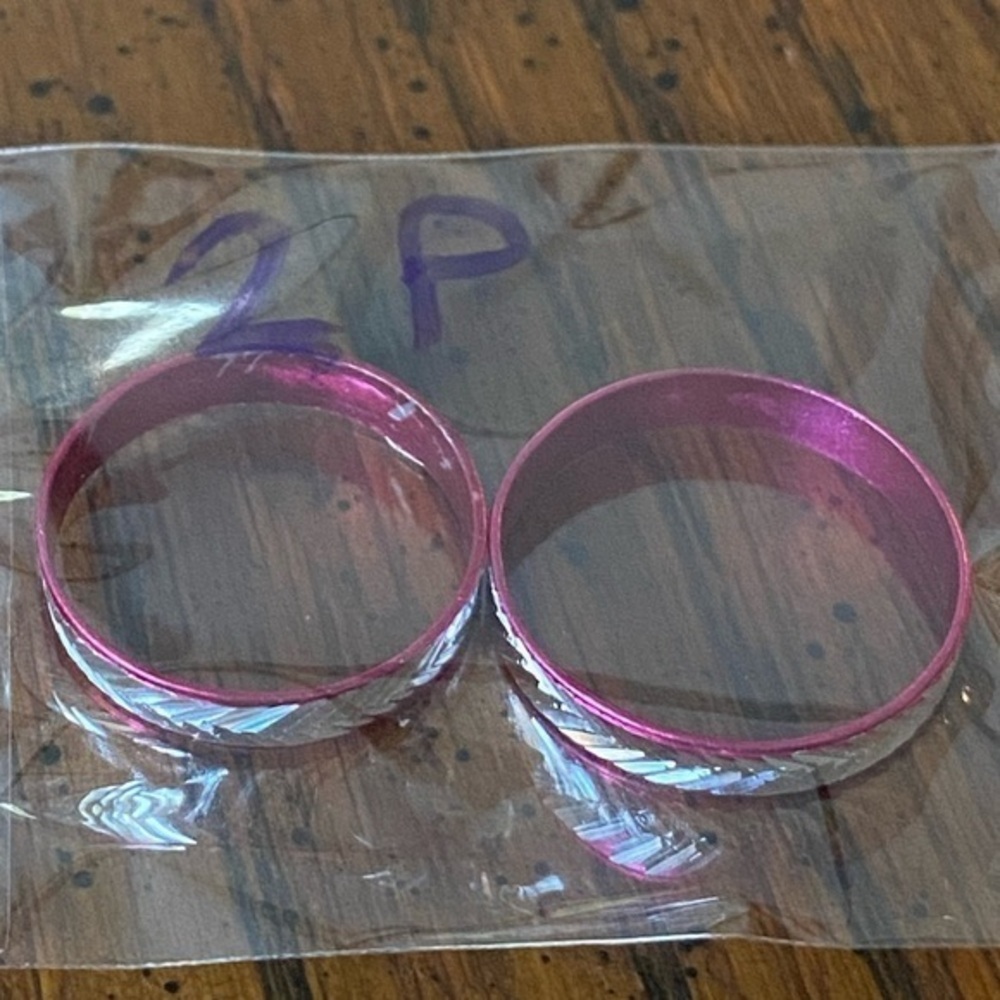 NEW - Fine Fashion Unisex Lightweight Aluminum 2 Count Rings (Purple / 16-19MM)